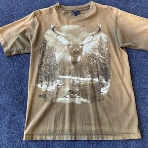 NCC Apparel Shirt Mens Large Brown Deer Wildlife Nature Graphic Outdoors Vintage